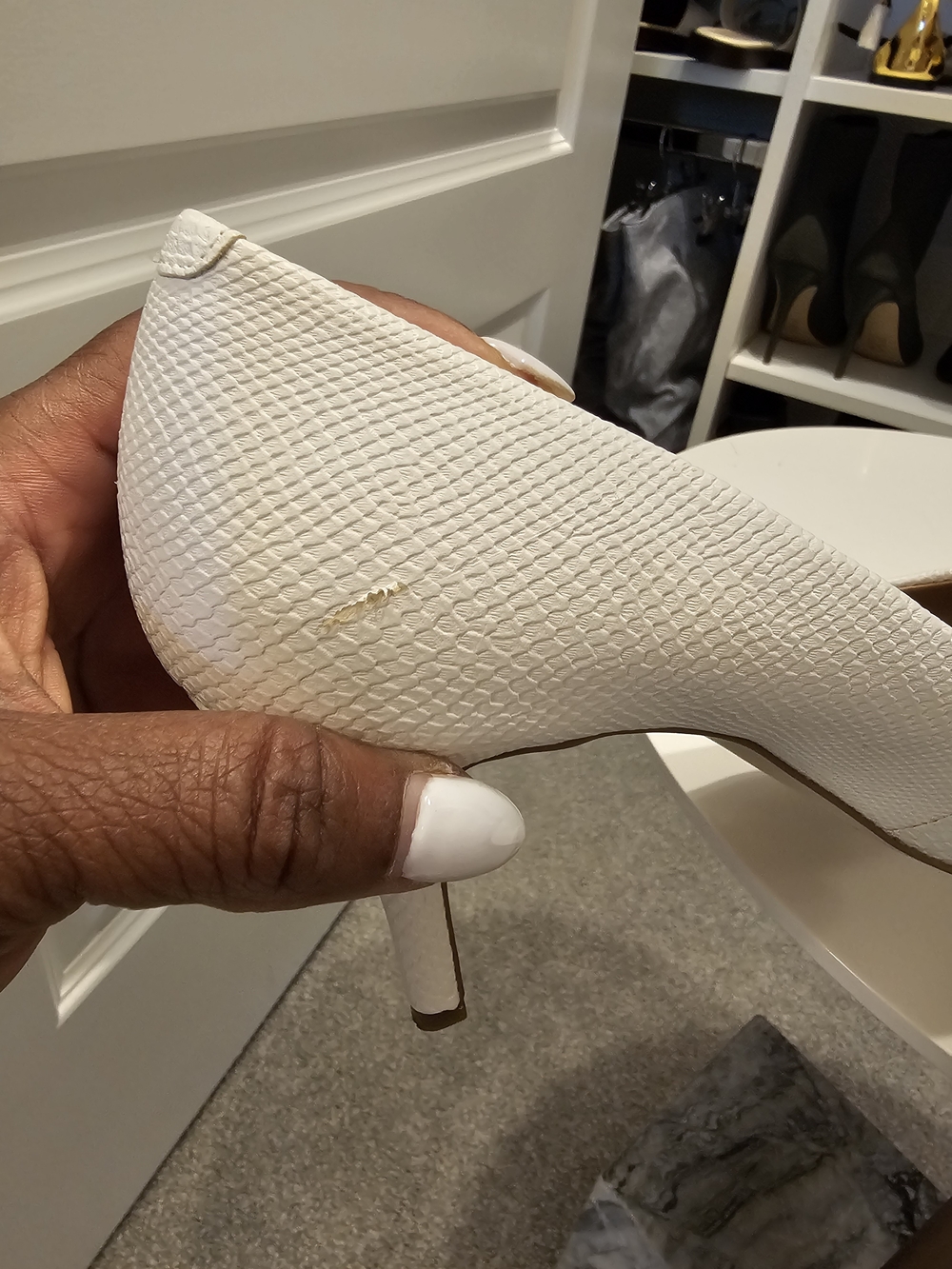 BCBGeneration White Textured Pointed-Toe Pumps - Picture 5 of 7
